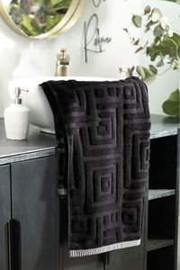 Add some style to your bathroom with this beautiful chic geo-design towel. This towel is made from 100% cotton. Machine washable. 100% Cotton.