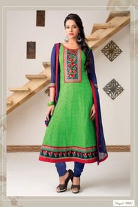 Blue and Green Churidar Suit with blue dupatta - DMA12564