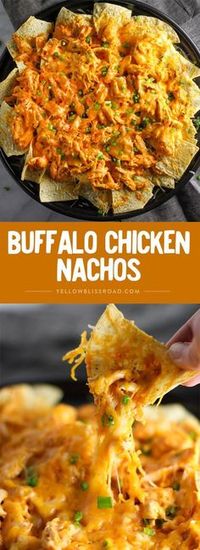 Buffalo Chicken Nachos - Your hungry game day crowd will love this easy appetizer!