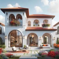 Home decor finds in link!  Let this Spanish villa with modern inspired be your inspiration for your future exterior design and home decor.