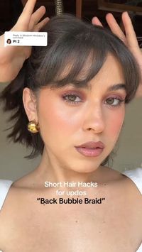 Short Hair Hacks - Short Hair Ideas 🤩 best way to keep the back hair in place 🫶🏼 #shorthairstyles #shorthair #shorthairhacks #bubblebraid #hairtutorial video credits: elizabethandreaa_