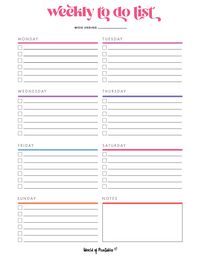 Weekly To Do List Templates - World of Printables