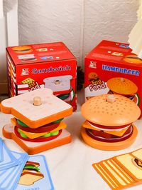 1pc Wooden Simulation Hamburger & Sandwich Toy Set For Boys And Girls Pretend Play Cooking, Puzzle Toys | SHEIN USA