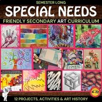 This special needs-friendly art curriculum is designed to foster a love for art and creativity in every student. This special needs-friendly approach ensures that all students can fully participate and enjoy the course. The lessons are designed with diverse learning styles in mind, incorporating visual aids, hands-on activities, and auditory cues to facilitate comprehension and engagement.  It offers a diverse range of engaging lessons that will introduce students to the world of art history, wa