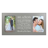 Frame size 8" x 16" x .5" holds two 4x6 photos. The Top-quality frame features an easel on the back of the frame for table mount or wall mount. Made in the USA and Designed exclusively by ©️ 2020 LifeSong Milestones Celebrate your special anniversary day with your lover/husband/wife by enjoying LifeSong Milestones re-engineered wood Wedding Anniversary double picture frame. Frame size 8" x 16" x .5" holds two 4x6 photos with glass. Get this gift as a keepsake to remember your special day. LifeSo