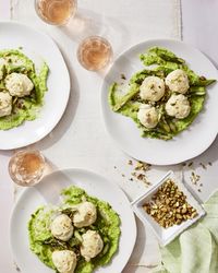 Lemony Baked Ricotta Dumplings with Asparagus and Pea Pesto Recipe | The Kitchn