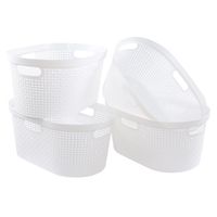 PRICES MAY VARY. 40L capacity, size: 22.6"L x 14.7"W x 10.3"H Made of high quality plastic, sturdy and durable, large opening design facilitates quick handling of dirty clothes Laundry baskets has cut out handles on all four sides for easy handling. When not in use, they can be nested to save space Side ventilation design make it reduce odor accumulation when storing dirty clothes Can be used in multiple scenarios, such as laundry room, bathroom, bedroom, etc. Haodehen Set of 4 Laundry Baskets,