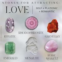 Here are my top 6 stones that are all about that loving energy!🌹 Let me know which is your preferred crystal to work with! 🪞 1. Kunzite: Opens & connects the heart with the mind encouraging communion between the two. 2. Rhodochrosite: Ruled by the planet Venus, Rhodochrosite supports feelings of compassion, deeper emotional connections, & openness to love without judgment or expectations. 3. Carnelian: Is tied to the Sacral chakra which is in tandem with your passions, purpose, sexuality &