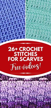 Looking for inspiration for your next scarf design? Try one of these 26+ gorgeous crochet stitches stitches to create a quick gift or a one-of-a-kind accessory for your winter wardrobe. Get the free crochet stitches video tutorials from Nicki's Homemade Crafts. #crochetscarves #crochetstitchesfree