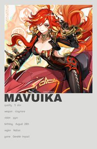 Do NOT repost | Mavuika | minimalist poster | genshin impact | video game