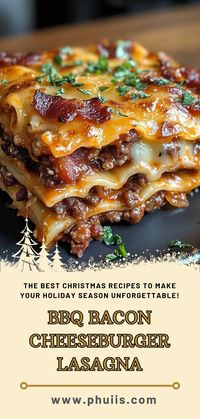 This BBQ Bacon Cheeseburger Lasagna is a mouthwatering fusion dish that brings together the classic flavors of a cheeseburger with the comforting layers of lasagna. Who could resist this decadent dish that combines layers of tender pasta, savory ground beef, crispy bacon, and oozy melted cheese, all smothered in a rich BBQ sauce? It’s a hearty meal that promises to be the star of any dinner table!