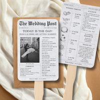 Newspaper Photo Wedding Program Timeline Hand Fan | Zazzle