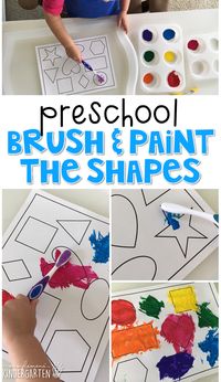 This brush and paint shape activity is a super fun way to practice identifying shapes, and fine motor skills with a healthy habits theme. Great for tot school, preschool, or even kindergarten!