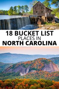 Explore the most amazing places in North Carolina with 18 bucket list places to visit in North Carolina. Highlights include driving the Blue Ridge Parkway, visiting Smoky Mountains National Park, hiking trails, waterfalls, beaches, Biltmore Estate, Asheville, and more. North Carolina Bucket List | NC Bucket List | North Carolina Vacation | North Carolina Road Trip | Solo Travel North Carolina | Solo Trip North Carolina