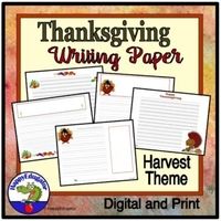 Thanksgiving Writing Paper - Lined Paper - Harvest Theme with Easel Activity