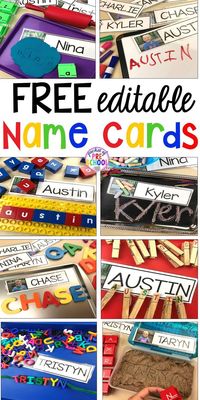 FREE Editable Name Cards perfect to use all over the classroom to help preschool, pre-k, and kindergarten kiddos learn their names. #names #preschool #learnnames #pre-k #namecards