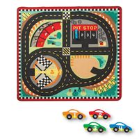 Melissa & Doug Round The Speedway Race Track Rug With 4 Race Cars (39 X 36 Inches) : Target