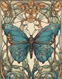 Blue Butterfly Modern Art Nouveau Digital Print 11x14 - Etsy