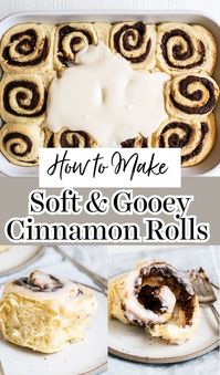 Gooey Cinnamon Rolls are pillowy-soft and tender, loaded with gooey buttery cinnamon filling, and flooded with vanilla icing on top. These are so much better than Cinnabon – and bonus: they can be made ahead of time!