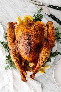 This is the BEST Thanksgiving turkey recipe. You don't need to brine and you don't need to baste. Just a few simple steps and you'll have a perfectly golden, juicy, and insanely flavorful roasted turkey that'll impress your family and guests.