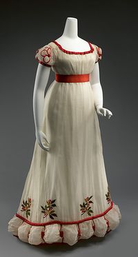 Dinner dress  Date:1824–26 Culture:British Medium:cotton, silk, wool Accession Number:2015.98a, b