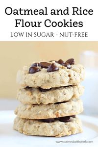 This delicious, low sugar oatmeal and rice flour cookie recipe is a great way to give allergic kids (or adults) a tasty, gluten-free treat!