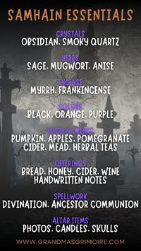 Samhain (pronounced SOW-in or SAH-win, depending on your tradition) occurs from the evening of October 31st to the evening of November 1st. It marks the end of the harvest season and the beginning of the darker half of the year. Often dubbed the “Witches’ New Year,” Samhain is a time to honor ancestors, celebrate the harvest, and prepare for the winter months ahead. #samhain #wheeloftheyear #witchcraft