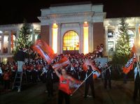 OSU marching band on the steps of the Memorial Union at 5 a.m. Nov. 4, 2010 (College GameDay taping in advance of the Civil War).