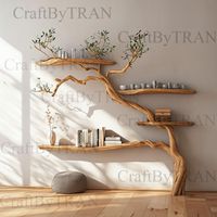 Tree Branches Wall Bookshelf Decorations Floating Mid Century Bookcase Custome Home Decor - Etsy