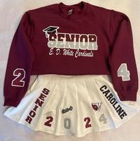 Senior Sweatshirt and Skirt Set. Great for senior pictures, parties and much more.