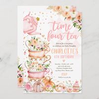 Time Four Tea Birthday Party Pumpkin Autumn Floral Invitation All designs are © PIXEL PERFECTION PARTY LTD