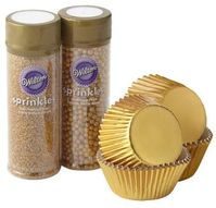 Wilton Gold Cupcake Decorating Kit, 4-Piece - Gold Baking Cups and Sprinkles