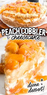 This divine peach cobbler cheesecake might just be the most perfect dessert ever! It is a cross between a summery peach cobbler filled with juicy peaches and a rich and creamy cheesecake, meaning there is no need to choose between two different dessert options.