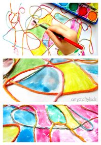 Arty Crafty Kids - Art - Art Ideas for Kids - Waterolour Yarn Kids Process Art