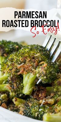 This Parmesan Roasted Broccoli is my new favorite way to eat broccoli! It's so simple and seriously so addictive!