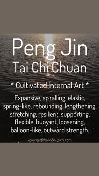 Expanding, stretching and lengthening does not mean straightening or locking the joints or limbs, as this also drops the alignment and peng jin.