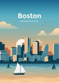 'Boston Travel Poster' Poster by Corvin Travel Posters | Displate