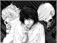 Near, L & Mellow - Death Note. The 3 greatest detectives: L, Near (1st successor to L), Mello (always second best to Near)