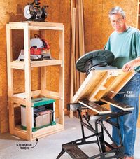 Benchtop Tool System My shop is in a two-car garage, which (outrageously enough) I must share with two cars. That’s why I use benchtop tools. Unfortunately, they’re somewhat  hard to store.My solution is a two-part benchtop tool system that’s as versatile as it is compact. The first part is a simple storage rack to keep all my tools off the floor. The second part is a Black & Decker Work-Mate …