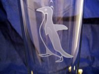 Socially Awkward Penguin Etched Glass by DancesWithMonsters, $20.00