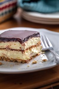 No-Bake Chocolate Eclair Cake with Easy Homemade Frosting!