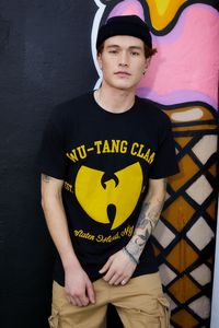 Music fans can show their love for their favorite artist with this Wu-Tang t shirt. This Men's tee is 100% cotton and a must have for any fan.