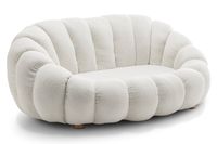 The Teddy Boucle Fabric White Mirielle 2 Seater Sofa is a fantastic contemporary piece, a great addition to your living room arrangement. Upholstered in inviting curly teddy boucle fabric in striking white, this 2 seat chair offers a winning combination of functionality, comfort, and style.The Mirielle range boasts a unique low seating height profile and a distinctive round sectional silhouette, reminiscent of a cloud-like shape, perfectly complementing its curly upholstery. It's ideal for creating a cosy nook in your living room or as part of a chic lounge setup.Whether you're looking to enhance your contemporary space, or add a modern and unique feature to your existing interior decor, the Teddy Boucle Fabric White Mirielle 2 Seater Sofa provides comfortable and snug seating. Its modern