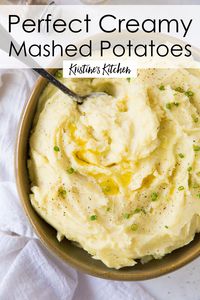 Perfect creamy mashed potatoes! Serve these homemade mashed potatoes with your favorite meals. The best comforting side dish!