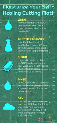 Follow 5 steps for longer lasting, suppler self-healing mats. (BONUS: a softer mat will prolong the life of your rotary cutter blades!)