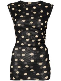 Find STELLA MCCARTNEY Polka-dot Print Top on Editorialist. black/beige stretch-design mesh design double layer polka dot print round neck sleeveless ruched detailing to the side logo print to the side asymmetric hem side zip fastening We've partnered with Good On You — an independent agency that rates how brands perform in relation to their impact on the planet, people and animals, with a multi-criteria rating simplified to a five points scale. In order to be awarded our conscious label, larger brands need to score a minimum of four out of five ('Good'), while smaller brands must score at least three out of five ('It's a start'). This item comes from a brand rated four out of five ('Good') by Good on You at the time it was added on FARFETCH. Please note, this is a brand-level rating and do