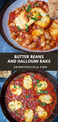 Combining beans in a rich tomato sauce with chewy halloumi, this butter beans and halloumi bake makes the perfect vegetarian dinner. Scoop the delicious sauce with some crusty bread and enjoy it on its own or with a salad.