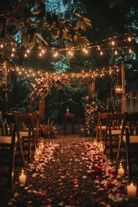 Create a magical evening with these enchanting garden wedding ideas at night. 🌙💍