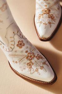 Find Dingo 1969 Full Bloom Leather Cowboy Boots on Editorialist. For the bride who makes her own rules, this embroidered floral cowboy boot makes a smashing statement. Perfect for an outdoor or rustic-inspired setting, this stunning style takes you from the ceremony to the dance floor in no time. Full Bloom Leather Cowboy Boots by Dingo 1969 in White, Women's, Size: 7, Leather/Rubber