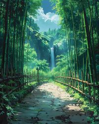 🍵 Escape to a mystical bamboo forest with the aroma of green tea. Image made with AI.  Click the link for more enchanting Studio Ghibli-inspired AI art! 🎍✨ #StudioGhibli #BambooForest #GreenTea #Tranquility #ArtInspiration #ai #aiart #midjourney